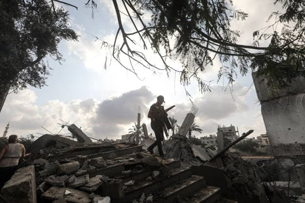 Israeli army continues attacks on Gaza Strip GAZA CITY, GAZA, PALESTINE - JULY 24: A view of the collapsed Nur Mosque in the Al-Bureij Refugee Camp following an Israeli airstrike on Gaza City, Gaza, Palestine on July 24, 2026. Moiz Salhi Anadolu Gaza City Gaza. Editorial use only. Please get in touch for any other usage.  Copyright: x2026xAnadoluxMoizxSalhix