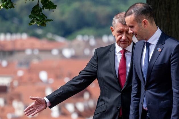 Czech Prime Minister Andrej Babis (left) meets Montenegrin Prime Minister Milojko Spajic to discuss current issues related to EU enlargement, Czech-Montenegrin cooperation in defence industry, opportunities to develop cooperation in energy sector in Prague, Czech Republic, July 24, 2026. (CTKxPhoto OndrejxDeml) CTKPhotoP2026072402930  CTKPhotoP2026072402930