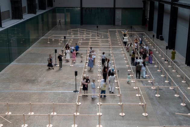 July 24, 2026, London, London, UK: LONDON, UK. Preview of UNIQLO Tate Play Lina Lapelyte, Serendipity Island in the Turbine Hall at Tate Modern. Lithuanian born artist Lina Lapelyte has created a maze of barriers and encourages visitors to move through, using simple actions such as stomping, jumping and singing, in time with an accompanying soundscape to create a piece of collective choreography. The work is in place 25 July to 31 August 2026. London UK  - ZUMAl94_ 20260724_zaf_l94_027 Copyright: xStephenxChungx