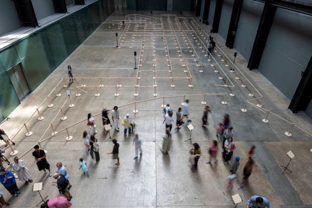 July 24, 2026, London, London, UK: LONDON, UK. Preview of UNIQLO Tate Play Lina Lapelyte, Serendipity Island in the Turbine Hall at Tate Modern. Lithuanian born artist Lina Lapelyte has created a maze of barriers and encourages visitors to move through, using simple actions such as stomping, jumping and singing, in time with an accompanying soundscape to create a piece of collective choreography. The work is in place 25 July to 31 August 2026. London UK  - ZUMAl94_ 20260724_zaf_l94_029 Copyright: xStephenxChungx