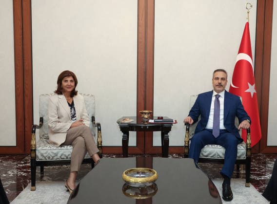 Turkish Foreign Minister Hakan Fidan ANKARA, TURKIYE - JULY 24: (----EDITORIAL USE ONLY - MANDATORY CREDIT - TURKISH FOREIGN MINISTRY HANDOUT - NO MARKETING NO ADVERTISING CAMPAIGNS - DISTRIBUTED AS A SERVICE TO CLIENTS----) Turkish Foreign Minister Hakan Fidan meets with Maria Angela Holguin Cuellar, the UN secretary-general’s personal envoy on Cyprus, in Ankara, Turkiye, on July 24, 2026. Turkish Foreign Ministry Handout Anadolu Ankara Turkey. Editorial use only. Please get in touch for any other usage.  Copyright: x2026xAnadoluxTurkishxForeignxMinistryx xHandoutx