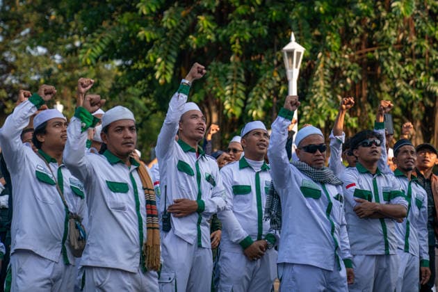 Anti-LGBT Demonstration In Indonesia A group of Muslim protesters held against the lesbian, gay, bisexual and transgender (LGBT) community in Bogor, West Java, Indonesia, on July 24, 2026. They rejected the existence of the LGBTQ community and urged the Bogor City Government to immediately enforce the Bogor City Regional Regulation on the Prevention and Handling of Deviant Sexual Behavior. 