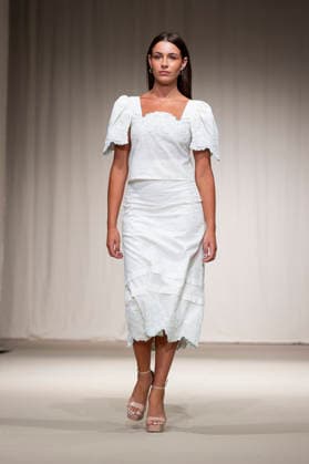 July 24, 2026, Madrid, Spain: A model walks the runway wearing a design by MALAGA MODA during Momad Fashion Week de Madrid in IFEMA. Madrid Spain - ZUMAs197 20260724_aaa_s197_027 Copyright: xAtilanoxGarciax