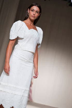 July 24, 2026, Madrid, Spain: A model walks the runway wearing a design by MALAGA MODA during Momad Fashion Week de Madrid in IFEMA. Madrid Spain - ZUMAs197 20260724_aaa_s197_031 Copyright: xAtilanoxGarciax