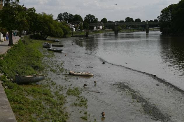 Water level dropped in the River Thames LONDON, UNITED KINGDOM - JULY 24: Boats are seen stranded on the exposed riverbed of the River Thames as water levels drop amid hot and dry weather conditions in London, United Kingdom, on July 24, 2026. Rasid Necati Aslim Anadolu London United Kingdom. Editorial use only. Please get in touch for any other usage.  Copyright: x2026xAnadoluxRasidxNecatixAslimx