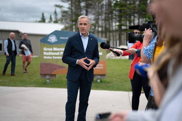 July 24, 2026, Gros Morne National Park, Nl, CANADA: Prime Minister Mark Carney speaks with media during a visit to Gros Morne National Park, N.L., Friday, July 24, 2026. Gros Morne National Park CANADA  - ZUMAc35_ 20260724_zaf_c35_022 Copyright: xJessicaxStapletonx