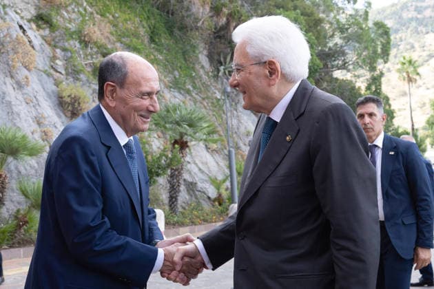 July 24, 2026, Palermo, Rome, Italy: President of the Republic Sergio Mattarella at the Utveggio Castle in Palermo, welcomed by Renato Schifani, President of the Sicily Region, Palermo, 24 07 2026 Palermo Italy  - ZUMAa289 20260724_zia_a289_021 Copyright: xAmmendolaxUffxStampax xAgfx