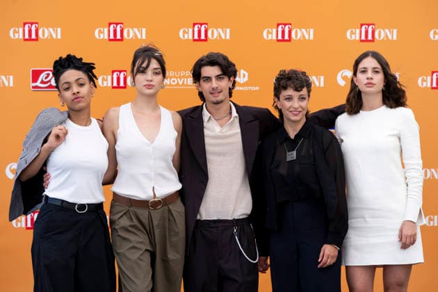 July 24, 2026, Giffoni Valle Piana, Salerno, Italy: Cast of Piercing (L-R) Alicia Ann Edogamhe, Lisa Pires Lima, Samuele Carrino, Margherita Ferri and Beatrice Savignani attends the photocall at 56th Giffoni Film Festival 2026 in Giffoni Valle Piana, Salerno, Italy on July 24, 2026. Giffoni Valle Piana Italy  - ZUMAl175 20260724_zip_l175_099 Copyright: xFrancescoxLucianox