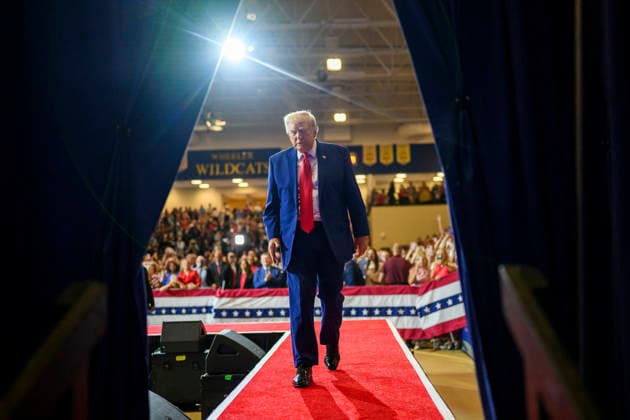July 24, 2026, Marietta, Ga, United States: U.S. President Donald Trump, waves as he walks off-stage after delivering remarks on Trump Accounts and the economy at Wheeler High School, July 22, 2026, in Marietta, Georgia. Marietta United States - ZUMAp138 20260724_zaa_p138_025 Copyright: xMollyxRiley WhitexHousex