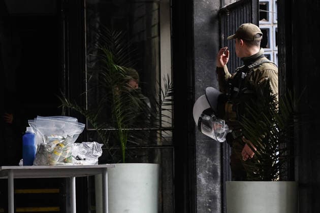 Santiago, July 24, 2026: Riots at the Instituto Nacional end with two students arrested for throwing incendiary bombs at police; forensic investigations at the scene and evidence. Diego Martin Aton Chile, Aton 1175024 jpeg  Copyright: DIEGOxMARTIN ATONxCHILE