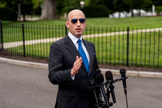 White House Deputy Chief of Staff for Policy Stephen Miller speaks to the press outside of the West Wing of the White House in Washington, DC on Friday, July 24, 2026.  WAP20260724336 BONNIExCASH