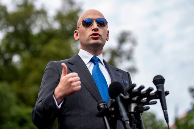 White House Deputy Chief of Staff for Policy Stephen Miller speaks to the press outside of the West Wing of the White House in Washington, DC on Friday, July 24, 2026.  WAP20260724337 BONNIExCASH