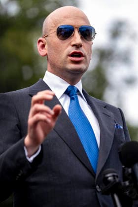 White House Deputy Chief of Staff for Policy Stephen Miller speaks to the press outside of the West Wing of the White House in Washington, DC on Friday, July 24, 2026.  WAP20260724338 BONNIExCASH