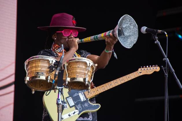 July 24, 2026, Corsham, Wiltshire, England: Wesli, from Haiti are now based in Montreal and play Afropop worldwide. Here opening the mainstage on Friday at WOMAD festival in Wiltshire. Corsham England - ZUMAr169 20260724_zip_r169_002 Copyright: xRodxHarbinsonx