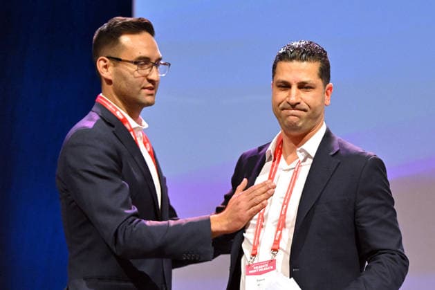 ALP NATIONAL CONFERENCE, Labor member for Macnamara Josh Burns and Labor member for Calwell Basem Abdo during the 50th Australian Labor Party (ALP) national convention at the Adelaide Convention Centre, in Adelaide, Saturday, July 25, 2026. ( ADELAIDE SOUTH AUSTRALIA AUSTRALIA  Copyright: xMICKxTSIKASx 20260725125876191122