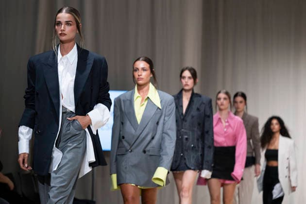 ROMANIAN DESIGNERS - MOMAD Fashion Week de Madrid ,Spain - 24 Jul 2026 A model walks the runway wearing a design by Romanian designers during Momad Fashion Week de Madrid in IFEMA Madrid Spain Copyright: xAtilanoxGarciax xSOPAxImagesx photo03120
