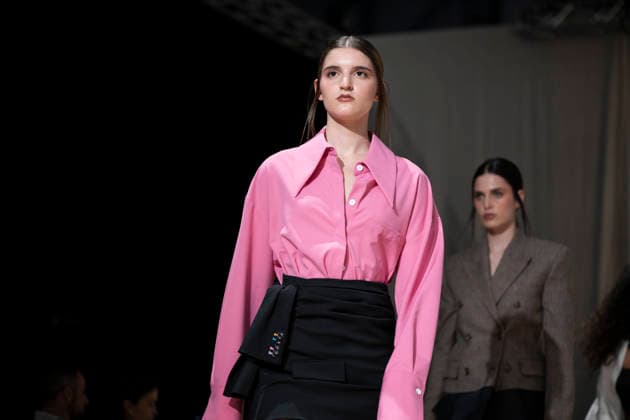 ROMANIAN DESIGNERS - MOMAD Fashion Week de Madrid ,Spain - 24 Jul 2026 A model walks the runway wearing a design by Romanian designers during Momad Fashion Week de Madrid in IFEMA Madrid Spain Copyright: xAtilanoxGarciax xSOPAxImagesx photo03121