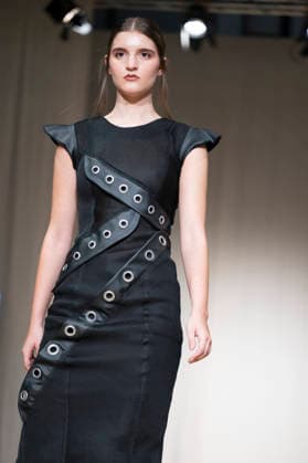 ROMANIAN DESIGNERS - MOMAD Fashion Week de Madrid ,Spain - 24 Jul 2026 A model walks the runway wearing a design by Romanian designers during Momad Fashion Week de Madrid in IFEMA Madrid Spain Copyright: xAtilanoxGarciax xSOPAxImagesx photo03179