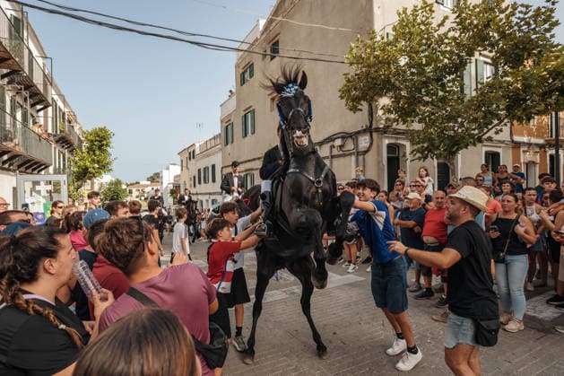 July 24, 2026, Es Castell, Menorca Balearic Islands, Spain: A caixer, or horse rider, rears his horse prior to the traditional Jaleo at the Sant MartoÂ­ Festival in Es Castell. Es Castell Spain - ZUMAo105 20260724_fap_o105_008 Copyright: xMatthiasxOesterlex