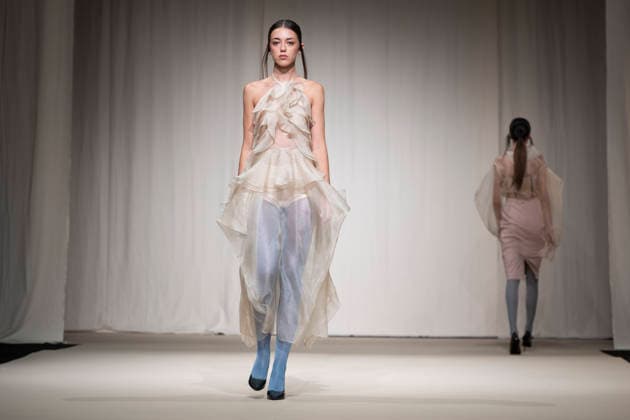 July 24, 2026, Madrid, Spain: A model walks the runway wearing a design by Romanian designers during Momad Fashion Week de Madrid in IFEMA Madrid Spain - ZUMAs197 20260724_aaa_s197_176 Copyright: xAtilanoxGarciax