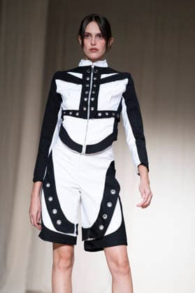 July 24, 2026, Madrid, Spain: A model walks the runway wearing a design by Romanian designers during Momad Fashion Week de Madrid in IFEMA Madrid Spain  - ZUMAs197 20260724_aaa_s197_217 Copyright: xAtilanoxGarciax