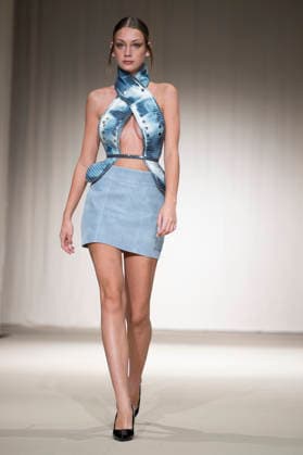 July 24, 2026, Madrid, Spain: A model walks the runway wearing a design by Romanian designers during Momad Fashion Week de Madrid in IFEMA Madrid Spain - ZUMAs197 20260724_aaa_s197_218 Copyright: xAtilanoxGarciax