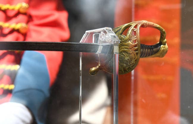 July 24, 2026, Bogota, Bogota D.C, Colombia: Members of the presidential guard stand by Simon Bolivar s sword during the return to the Quinta de Bolivar Museum in Bogota, Colombia on July 24, 2026. Bogota Colombia  - ZUMAvp1_ 20260724_zia_vp1_001 Copyright: xAndresxLozanox