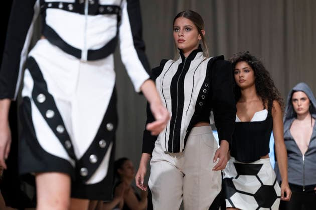 July 24, 2026, Madrid, Spain: A model walks the runway wearing a design by Romanian designers during Momad Fashion Week de Madrid in IFEMA Madrid Spain - ZUMAs197 20260724_aaa_s197_229 Copyright: xAtilanoxGarciax