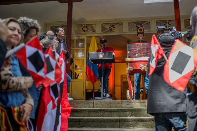 July 24, 2026, Bogota, Bogota D.C, Colombia: Colombia s president Gustavo Petro takes part during the return of Simon Bolivar s ceremonial sword to the Quinta de Bolivar Museum in Bogota, Colombia on July 24, 2026. Bogota Colombia  - ZUMAvp1_ 20260724_zia_vp1_012 Copyright: xSebastianxBarrosx