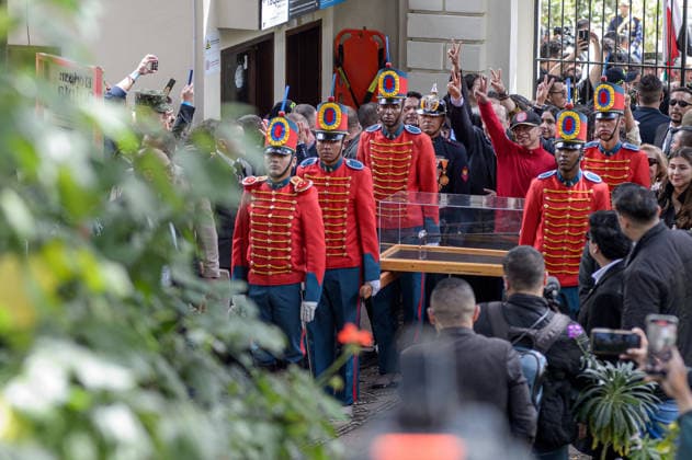 July 24, 2026, Bogota, Bogota D.C, Colombia: Colombia s president Gustavo Petro takes part during the return of Simon Bolivar s ceremonial sword to the Quinta de Bolivar Museum in Bogota, Colombia on July 24, 2026. Bogota Colombia - ZUMAvp1_ 20260724_zia_vp1_015 Copyright: xSebastianxBarrosx