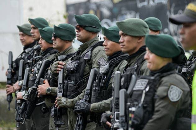 July 24, 2026, Bogota, Bogota D.C, Colombia: Colombia s police force take part during the return of Simon Bolivar s ceremonial sword to the Quinta de Bolivar Museum in Bogota, Colombia on July 24, 2026. Bogota Colombia - ZUMAvp1_ 20260724_zia_vp1_021 Copyright: xSebastianxBarrosx