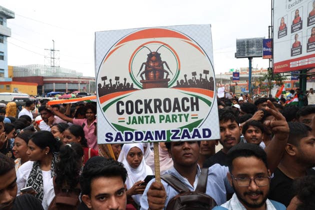 Students Federation of India Activists protest in Kolkata Activists of the Students Federation of India (SFI) and supporters of Cockroach Janta Party (CJP) participate in a protest march condemning a police baton charge on demonstrators and demanding the resignation of India s Education Minister, Dharmendra Pradhan, over alleged examination irregularities, in Kolkata, India, July 24, 2026. Kolkata India  Copyright: xMatrixxImagessx xRupakxDexChowdhx