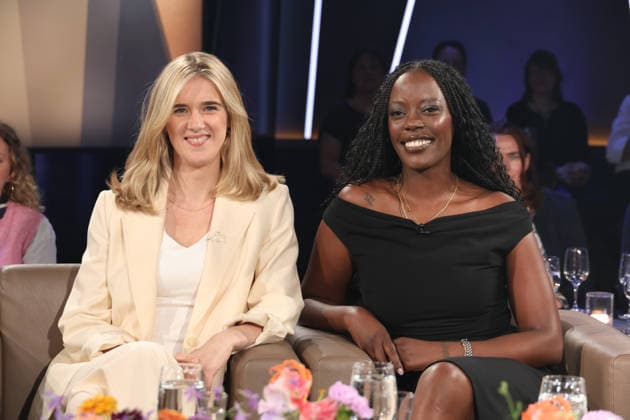 Katjana Gerz und Anna Dushime, Podcasterinnen und Moderatorinnen, zu Gast in der NDR Talk Show, Fototermin am 12.6.2026, Ausstrahlung der Sendung am 24.7.2026 im 3. Programm des NDR Fernsehen, Fernsehstudio Hamburg Lokstedt *** Katjana Gerz and Anna Dushime, podcasters and hosts, appeared as guests on the NDR Talk Show; photo op on June 12, 2026; the episode aired on July 24, 2026, on NDR Television’s Channel 3; Hamburg Lokstedt TV studio