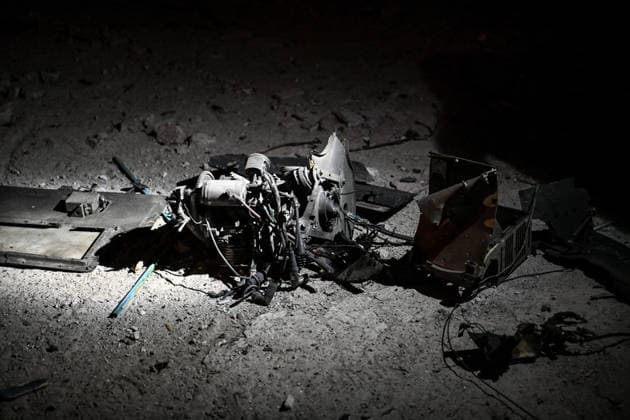 Russian drone debris lies on the ground at a shopping complex after a Russian attack in Zaporizhzhia, Ukraine, July 25, 2026. In the early hours of Saturday, July 25, Russian troops struck the southeastern Ukrainian city with drones, igniting a fire that spread through shops and trading pavilions over an area of about 900 square metres. A 63-year-old man was injured in the drone strike. (Photo by Dmytro Smolienko Ukrinform) Russian army attacks Zaporizhzhia with drones  Copyright: xDmytroxSmolienkox