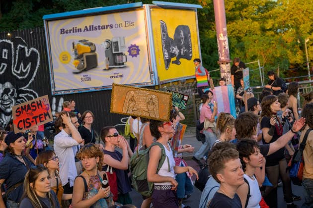 July 24, 2026, Berlin, Berlin, Germany: Demonstrators march at Dyke* March 2026, on July 24 2026, in Berlin, Germany. Thousands of demonstrators marched in the streets of Berlin s City Center and Kreuzberg districts for the annual Dyke* March just a day before the annual CSD parade and Internationalist Queer Pride Berlin Germany - ZUMAk201 20260724_zip_k201_014 Copyright: xNikosxKanistrasx