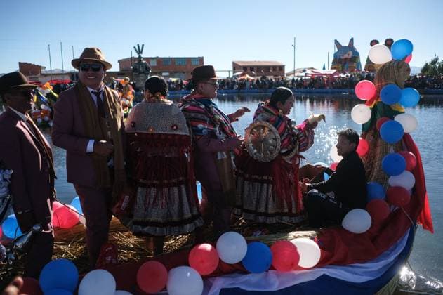 July 24, 2026, Guaqui, La Paz, Bolivia: GUAQUI, BOLIVIA Ã¢â‚¬ JULY 24, 2026: Devotees take part in the traditional Balseada Festival honoring Saint James the Apostle (Santiago ApoÂ³stol) on Lake Titicaca in Guaqui, Bolivia. The annual celebration features a ceremonial procession of decorated boats attended by residents, pilgrims and local authorities. Guaqui, La Paz Bolivia - ZUMAq101 20260724_zna_q101_248 Copyright: xCarlosxSoÂ¡NchezxNavasx