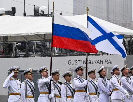 Russia Indonesia Naval Exercise 9211458 25.07.2026 Russian naval officers line up during the opening ceremony of the second Russian-Indonesian Orruda 2026 drills for the Indonesian frigate Gusti Ngurah Rai, which arrived to take part in the bilateral exercise with the Russian Navy in Vladivostok, Russia. Vitaliy Ankov Sputnik Vladivostok Primorye Territory Russia  Copyright: xVitaliyxAnkovx