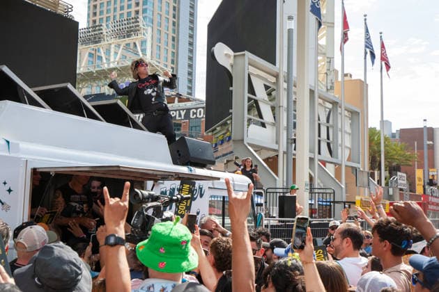 SAN DIEGO, CA - July 24rd: Billie Joe Armstrong from Green Day make a surprise appearance at San Diego Comic Con on July 24th, 2026 to promote Nimrods. Copyright: xTonyxFortex
