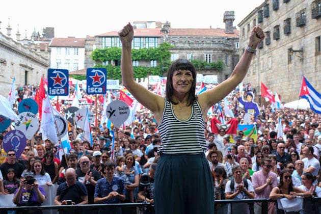 Demonstration in Santiago de Compostela organized by the BNG to mark Galician National Day. BNG National Spokesperson Ana Pontón during a demonstration organized by the BNG to mark Galician National Day, on July 25, 2026, in Santiago de Compostela, A Coruna, Galicia, Spain. The march winds through the city center to the Praza da Quintana under the slogan We Are a Nation: Sovereignty and Rights in a Peaceful World, on a day also marked by the Offering to the Apostle JULY 25, 2026 NATIONALIST AND INDEPENDENCE RALLY Santiago de Compostela, A Coruna Santiago de Compostela, A Coruna, Spain  Copyright: xCÃ sarxArxinax 7687265