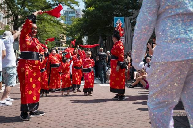 ROTTERDAM - Participants of the Rotterdam Unlimited Summer Carnival street parade. Carnival groups present their new themes with colorful costumes, choreographies, music, floats, and live percussion. LINA SELG ANP netherlands out - belgium out  Copyright: xx x564255971x originalFilename: 564255971.jpg