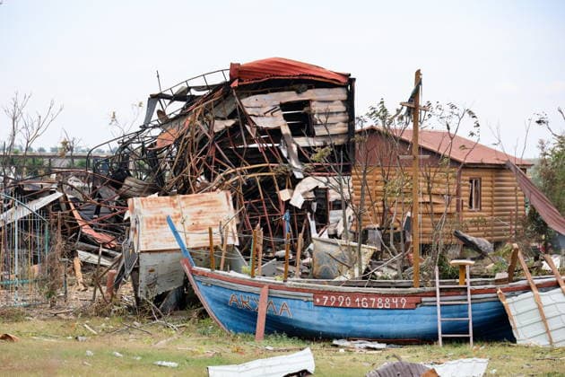 RUSSIA, ZAPOROZHYE REGION - JULY 25, 2026: The aftermath of a Ukrainian military strike on holiday parks in Kirillovka. According to recent reports, the strike killed 8 people and injured 14. Alexander Polegenko TASS  95429830