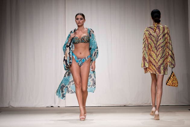 July 25, 2026, Madrid, Spain: A model walks the runway wearing a design by AQUADICOCCO during Momad Fashion Week de Madrid in IFEMA. Madrid Spain  - ZUMAs197 20260725_aaa_s197_035 Copyright: xAtilanoxGarciax