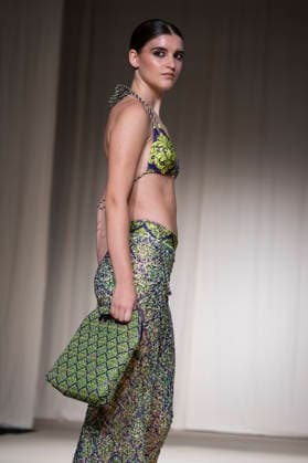 July 25, 2026, Madrid, Spain: A model walks the runway wearing a design by AQUADICOCCO during Momad Fashion Week de Madrid in IFEMA. Madrid Spain  - ZUMAs197 20260725_aaa_s197_037 Copyright: xAtilanoxGarciax