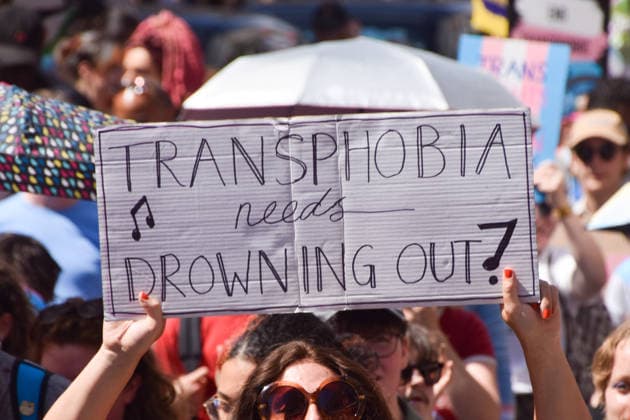 July 25, 2026, London, England, United Kingdom: A participant holds an anti-transphobia sign in Regent Street during Trans Pride 2026. London United Kingdom - ZUMAv130 20260725_zip_v130_038 Copyright: xVukxValcicx