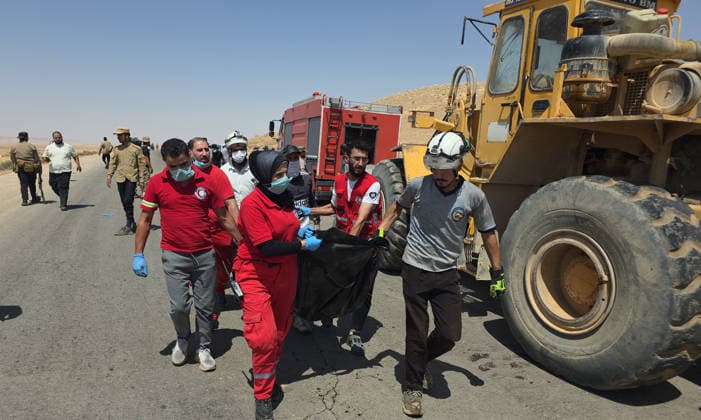 35 killed, 30 injured in central Syria bus collision SYRIA - JULY 25: Civil defense, fire and medical teams conduct an investigation and continue their work at the scene of the accident where two passenger buses collided on the Deir ez-Zor–Damascus highway in central Syria on July 25, 2026. At least 35 people were killed and 30 others injured Saturday when two passenger buses collided on the Deir ez-Zor–Damascus highway in central Syria, according to the Health Ministry. Abdulkerim el-Selim Anadolu Syria Syria. Editorial use only. Please get in touch for any other usage.  Copyright: x2026xAnadoluxAbdulkerimxel-Selimx