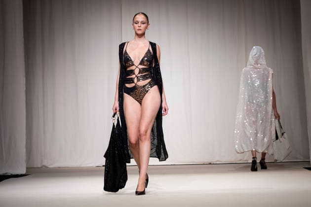 AQUADICOCCO - MOMAD Fashion Week de Madrid, Spain - 25 Jul 2026 A model walks the runway wearing a design by AQUADICOCCO during Momad Fashion Week de Madrid in IFEMA. Madrid Spain Copyright: xAtilanoxGarciax xSOPAxImagesx photo03377