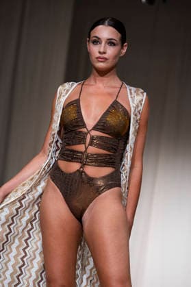 AQUADICOCCO - MOMAD Fashion Week de Madrid, Spain - 25 Jul 2026 A model walks the runway wearing a design by AQUADICOCCO during Momad Fashion Week de Madrid in IFEMA. Madrid Spain Copyright: xAtilanoxGarciax xSOPAxImagesx photo03393