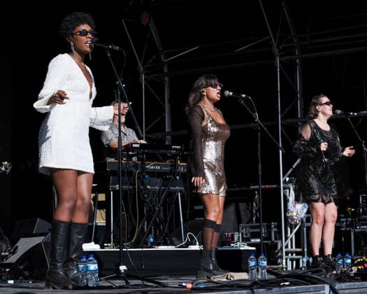 Womad: The Worlds Festival on Saturday 25 July 2026 Say She She performs on the World Stage during Womad: The Worlds Festival on Saturday 25 July 2026 at Neston Park. Say She She Are A Brooklyn-Based Disco-Funk Soul Trio Made Up Of Nya Gazelle Brown, Piya Malik And Sabrina Cunningham (L - R )., Credit:Julie Edwards Avalon  Copyright: xJuliexEdwardsx xAvalonx 1118657782