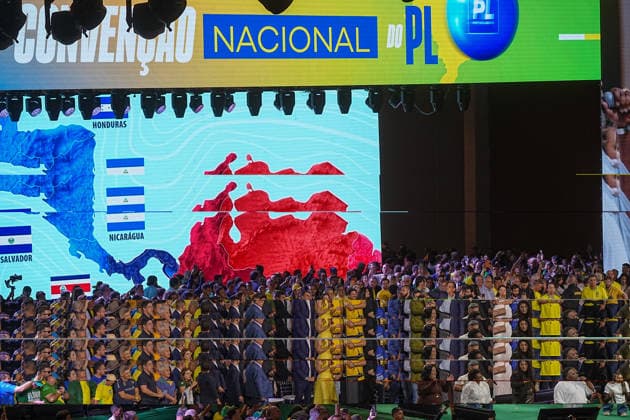 July 25, 2026: Brazilian Senator Flavio Bolsonaro, introduced as the official candidate for the upcoming general elections, takes part in the national assembly of the Liberal Party (PL), the major conservative force in Brazilian politics. - ZUMAl146 20260725_aaf_l146_005 Copyright: xPauloxLopesx