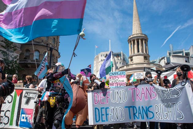 July 25, 2026, London, Greater London, United Kingdom: Thousands of transgender activists and supporters gathered in Central London by the BBC Broadcasting House to march to the Trafalgar Square to celebrate Trans Pride 2026. London United Kingdom - ZUMAe120 20260725_zip_e120_021 Copyright: xKrisztianxElekx